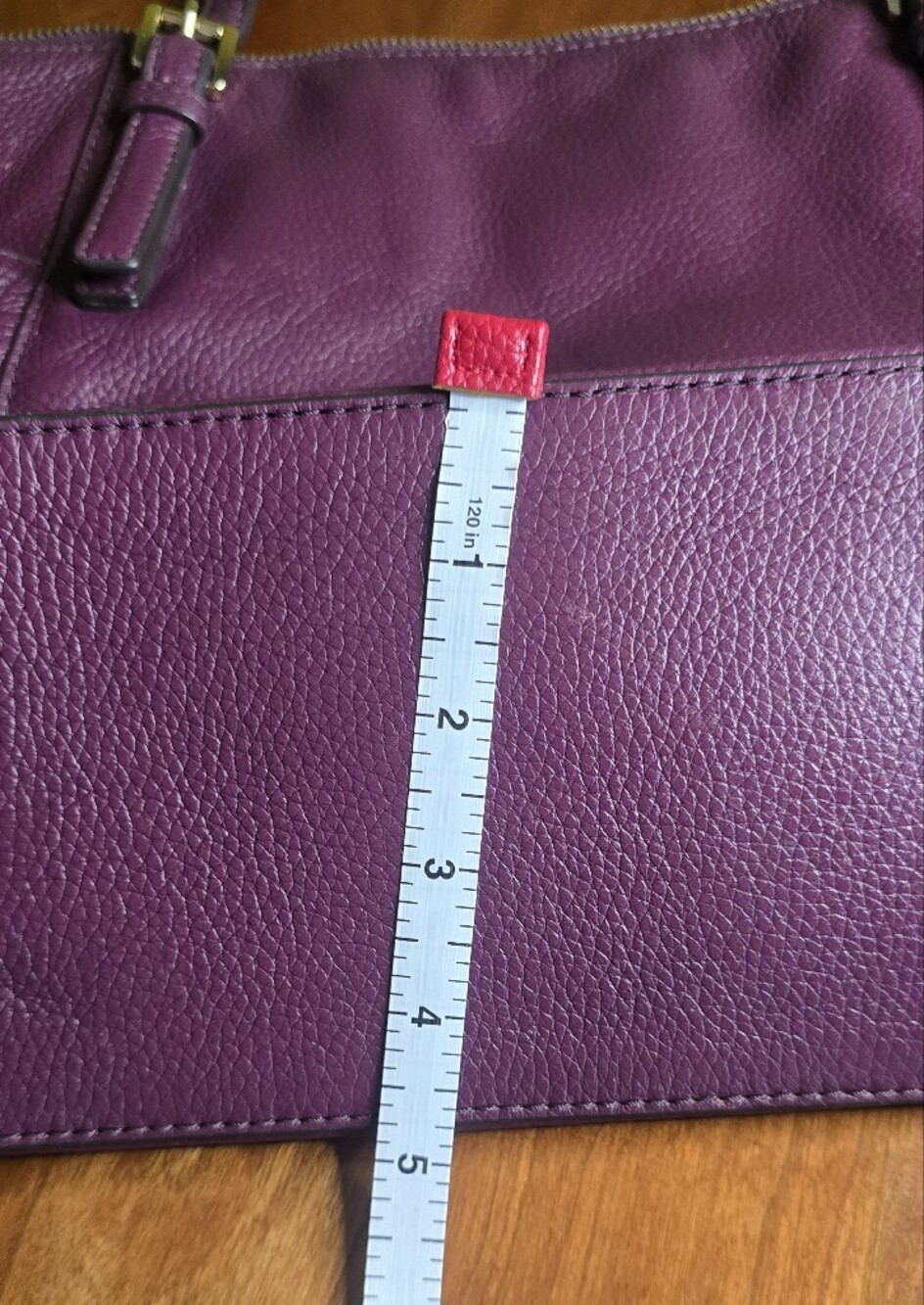Michael Kors Large Plum Pebbled Leather Jet Set Tote - Picture 10 of 14